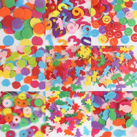 Multicolor Vilt Stof Patches Verschillende Vormen Hart Ster Letter Nummer Bloem Voor DIY Knutselen Naaien Stoffen Accessoires
