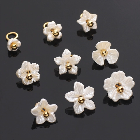 Resin Flower Pendants Beads For DIY Necklace Bracelet Making Mini Osmanthus Plum Sakura Shapes Floral Jewelry Charms With Metal Loop