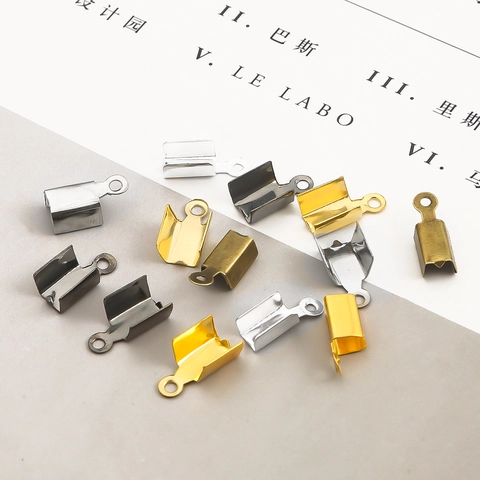 Terminales de Cinta de Hierro Para Engarzar Cierres de Cordón Pinzas de Cinta Plegables Para Fabricación de Joyas Diy Accesorios Conectores Hebillas