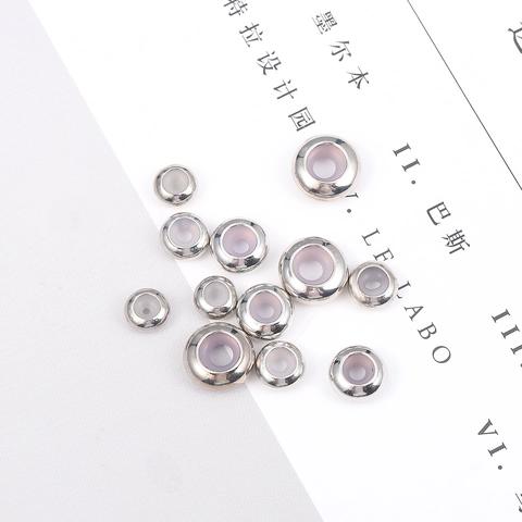 Copper Flat Round Adjustable Silicone Stopper Beads Slider Positioning Beads DIY Jewelry Findings Bracelet Necklace Accessories