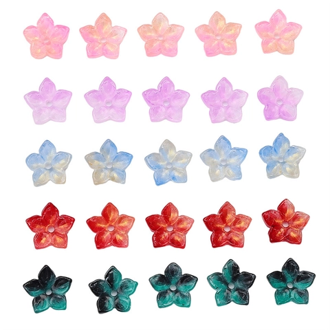13x12mm Blumen Glasperlen Goldglitzer Farbverlauf Blütenblattform DIY Schmuckherstellung Lose Perlen Für Armband Halskette Zubehör