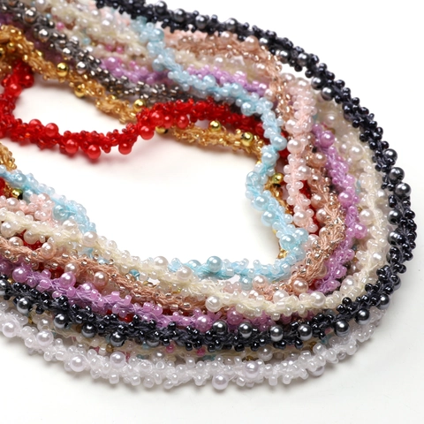 Retro Geflochtene Perlenkette Für DIY Schmuckherstellung Künstliche Perle Glasperle Band Spitze Für Armband Halskette Zubehör