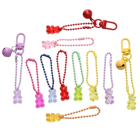 Ciondoli a Catenella di Perle con Orsetto di Gomma in Acrilico per Fai-da-te Borsa Portachiavi Accessori per Creazione Gioielli