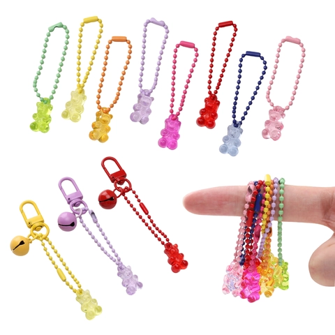 Ciondoli a Catenella di Perle con Orsetto di Gomma in Acrilico per Fai-da-te Borsa Portachiavi Accessori per Creazione Gioielli