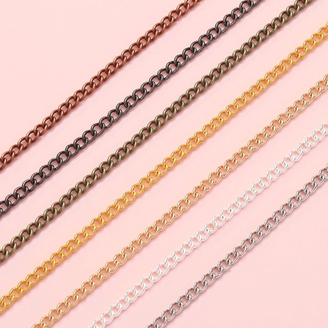 Iron Curb Chain With Copper Plating DIY Jewelry Making Unfinished Link Chain For Necklaces Bracelets Extension Accessory