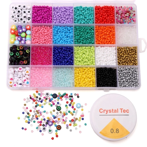 Kit Perles Création Bijoux DIY Pour Bracelets Collier Acrylique Lettre Sourire Cœur Perles Rocaille Fil Élastique Accessoires