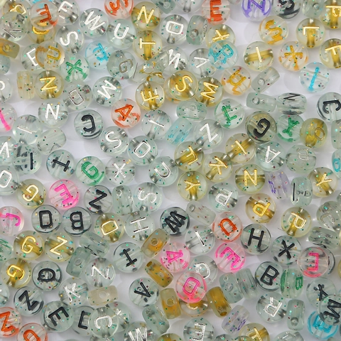 Perline con Lettere dell'Alfabeto in Acrilico 4x7mm Brillantini Trasparenti Chiare Tonde Piatte Perline Sciolte per Creazione Gioielli Fai da Te Bracciali Collane Artigianato Bambini