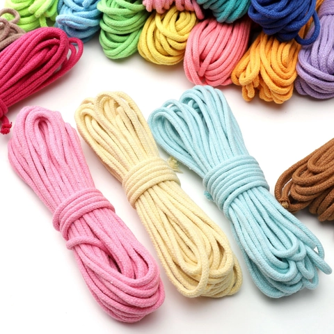 Cordelette en Coton Tressé Couleur Unie 3-4mm Âme Rembourrée Corde de Bricolage pour Bracelet Cordons de Téléphone Bijoux 10M
