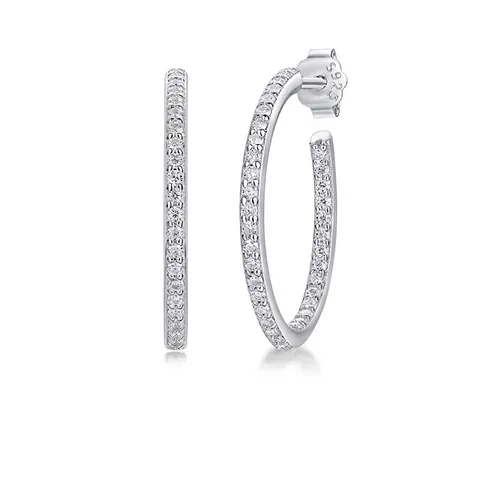 Lussuosi Orecchini a Cerchio Moissanite Perno in Argento Sterling 925 Oro Bianco 18K Tondo Scintillante Ipoallergenico Gioielli Donna