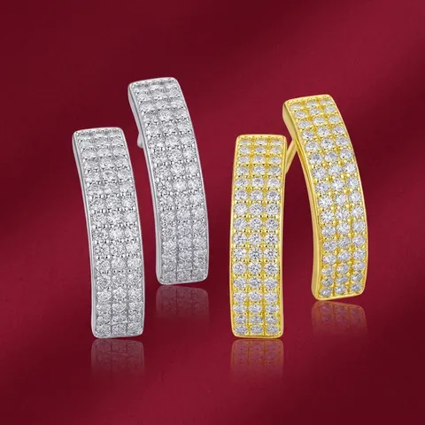 925 Sterling Silver Moissanite Hoop Earrings For Women Luxury Pave Setting U-Shaped Huggie Earrings 18K Gold Plated Jewelry
