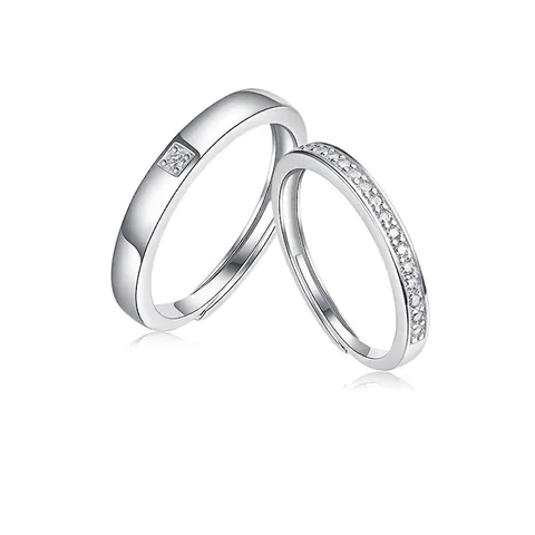 S925 Sterlingsilber Moissanit Paar Ringe Verstellbare Öffnung Ring Für Herren Und Damen Minimalistisch Verdreht Eingelegt Fingerring Schmuck