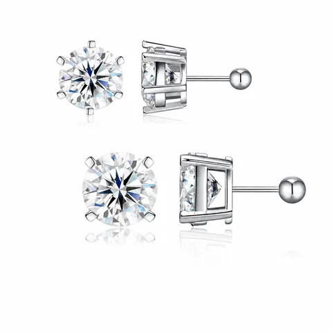 S925 Sterlingsilber Labordiamant Moissanit Ohrstecker Für Damen Herren Klassischer Rundschliff Krappenfassung Minimalistischer Schmuck
