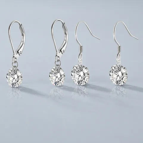 Orecchini a Goccia in Argento Sterling S925 con Moissanite e Perno in Argento 925 Gioielli Tondi con Moissanite Taglio Brillante Donna Elegante