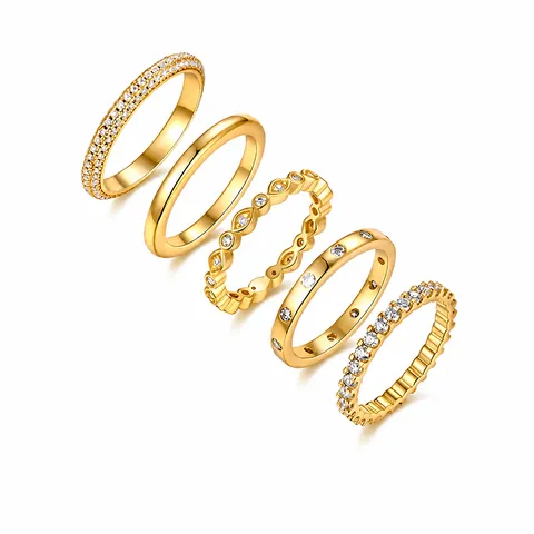 925 Sterling Zilver Moissanite Stapelbare Ringen Set 18K Verguld Eternity Band Voor Vrouwen Luxe Mode Sieraden Cadeau