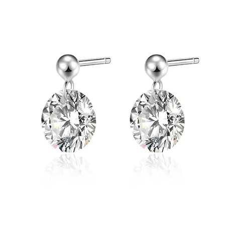 S925 Sterling Silver Moissanite Stud Drop Earrings For Women Round Brilliant Cut Sparkling Stone Jewelry For Wedding Anniversary Gift Accessory