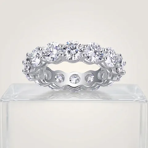 D Color Moissanite Eternity Ring 925 Sterling Silver Gold Plated Full Inlay Band For Wedding Engagement Women Men Jewelry