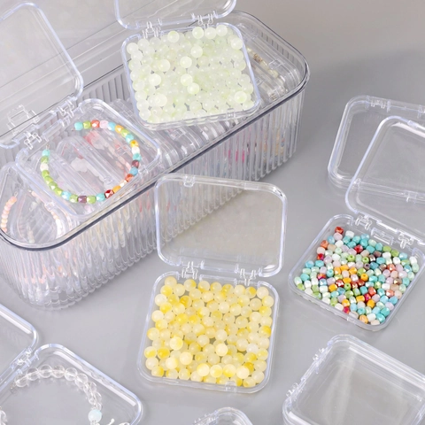 Transparente Kunststoff Aufbewahrungsbox Schmuck Organizer Staubdicht Klappetui Klarsichtperlen Schmuckaufbewahrung Kleinteilebehälter