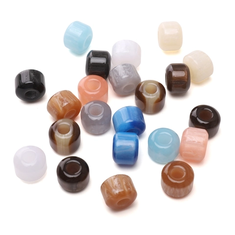 Large Hole Resin Beads Colorful Marble Texture Barrel Beads For DIY Jewelry Making Necklace Bracelet Phone Chain Accessories