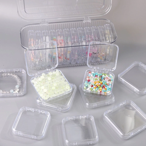 Scatola di Immagazzinaggio in Plastica Trasparente Con Coperchio a Ribalta Antipolvere Antiumidità Custodia per Perline di Gioielli Organizer