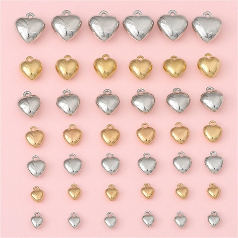 Electroplated Heart Pendants Plastic Resin CCB Gold Silver Charms For DIY Jewelry Making Bracelet Necklace Earring Accessory