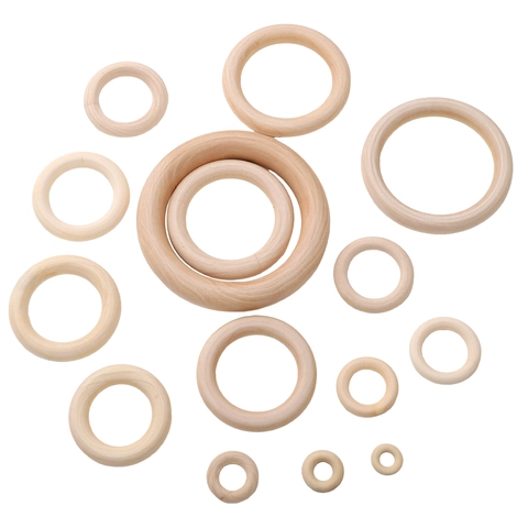 Anillos de Madera Natural Bucles de Madera Redondos para Fabricación de Joyas DIY Cadena de Teléfono Pulsera Colgante Accesorios de Material Artesanal