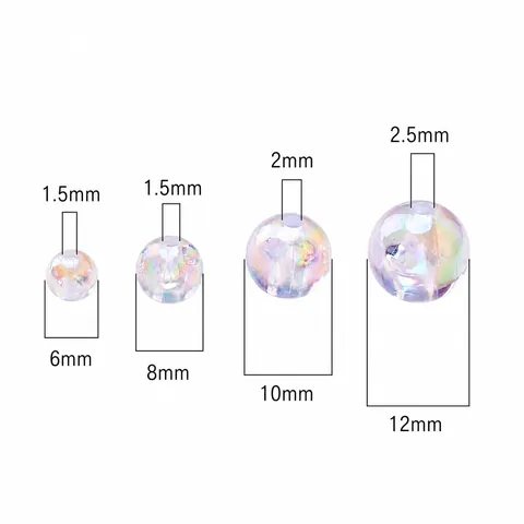 Perline Rotonde in Acrilico Colore AB Cangiante Trasparenti Piene Distanziatrici Sfuse per Creazione di Braccialetti Collane Gioielli Fai da Te Materiale Fatto a Mano