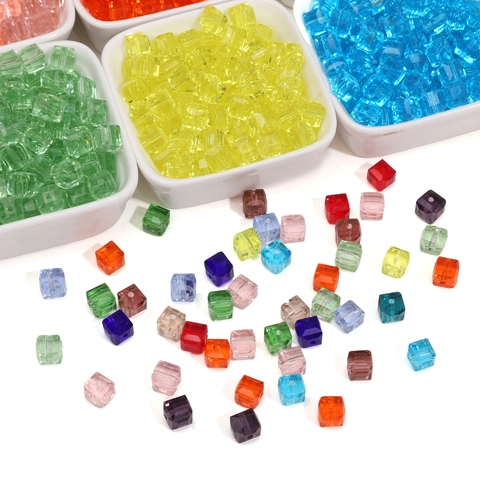Glass Crystal Cube Beads Faceted Square Spacer Beads For DIY Jewelry Making Handmade Bracelet Necklace Ornament Craft Materials