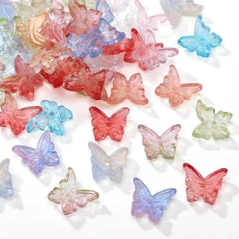 Glass Butterfly Loose Beads For DIY Jewelry Making Iridescent Colorful Craft Accessories For Handmade Bracelet Necklace