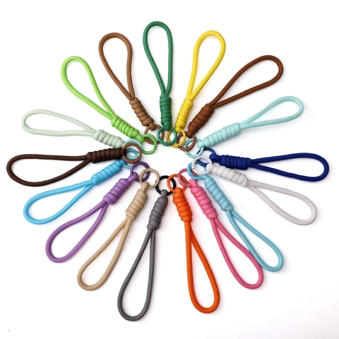 Handgefertigter Geflochtener Polyester Paracord Schlüsselanhänger Mit Metall-O-Ring Für DIY Schmuckherstellung Zubehör Gurt