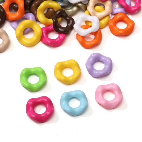 16mm Acrylic Painted Wavy Flower Beads For DIY Bracelet Necklace Jewelry Making Colorful Round Ring Beads Craft Accessories