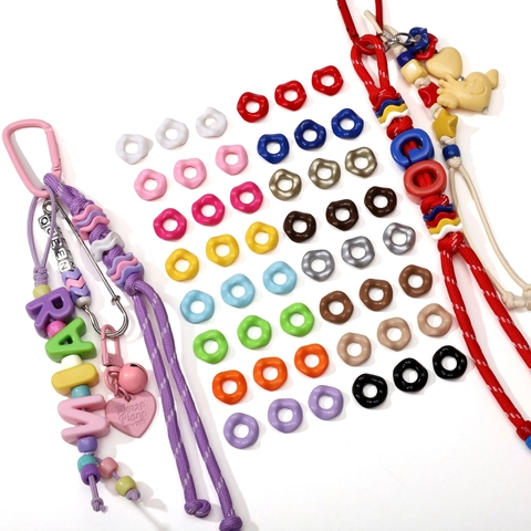 16mm Acrylic Painted Wavy Flower Beads For DIY Bracelet Necklace Jewelry Making Colorful Round Ring Beads Craft Accessories