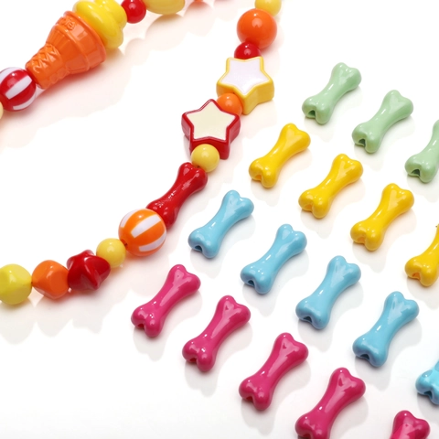 Perline in Acrilico a Forma di Osso per Creazione di Gioielli DIY Colorate Verniciate Sfuse per Bracciali Collane Accessori