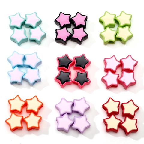 Acrylic Star Beads Contrast Color Spray Painted Pentagram Large Hole Loose Beads For DIY Bracelet Necklace Jewelry Making