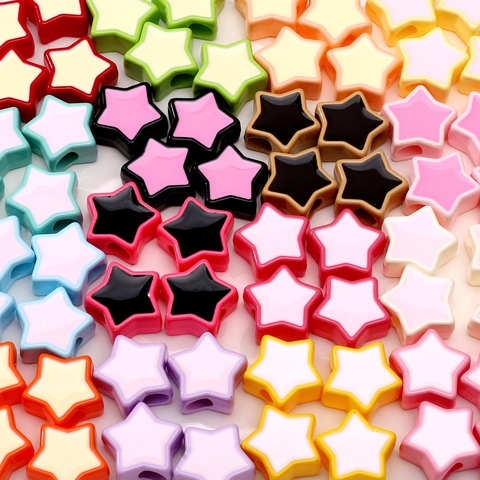 Acrylic Star Beads Contrast Color Spray Painted Pentagram Large Hole Loose Beads For DIY Bracelet Necklace Jewelry Making
