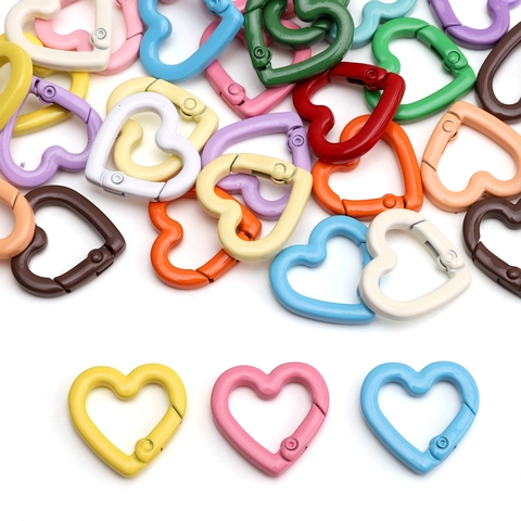 Alloy Painted Star Heart Shape Clasps Macaron Colorful Spring Gate Lobster Claw Hooks For DIY Jewelry Keychain Making Accessories
