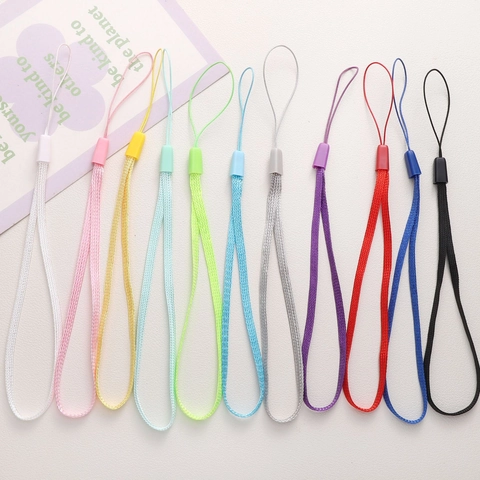 Polyester Braided Phone Lanyard Strap For Cell Phone Keychain DIY Accessories Anti-Lost Hand Wrist Strap Solid Color Decor