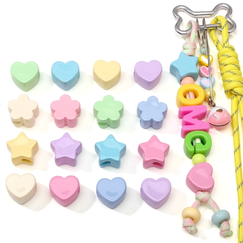 Macaron-Farbe Großloch-Acrylperlen Herz Stern Blumenform Für DIY Armband Halskette Schmuckherstellung Handgefertigtes Zubehör
