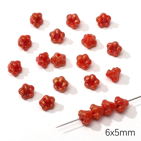 Czech Glass Beads For DIY Jewelry Making Red Gold Engraved Clover Elephant Heart Shapes Loose Beads For Bracelet Necklace