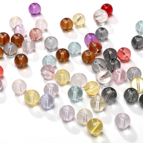 Multi-Colored Transparent Glass Loose Beads Round Crystal Beads For Bracelet Necklace Handmade DIY Jewelry Making Craft Materials