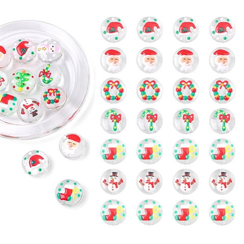 Cuentas de Vidrio de Bricolaje con Temática Navideña Hechas a Mano con Patrón de Muñeco de Nieve Árbol de Navidad Papá Noel para Joyería