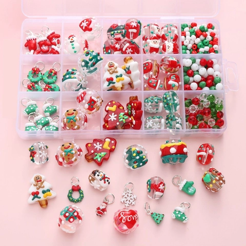 Set di Perline in Vetro a Tema Natalizio Ciondoli in Lega Smaltata per Fai da Te Creazione Gioielli Babbo Natale Renna Albero di Natale Perline Artigianali