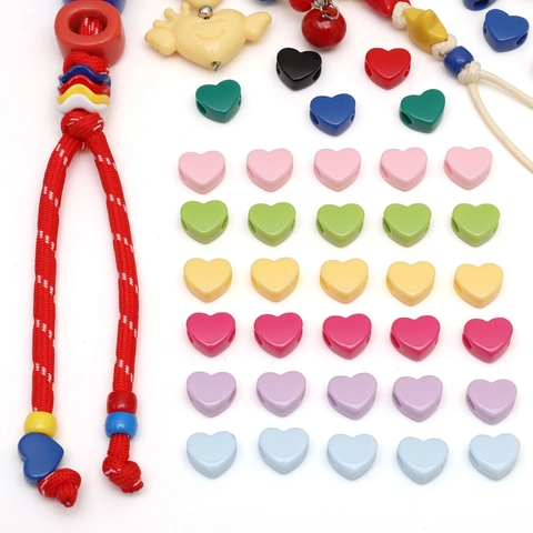Acryl Hart Kralen Gemarmerd Effen Kleur Groot Gat Hartvorm Losse Tussenkralen Voor DIY Sieraden Maken Armband Ketting