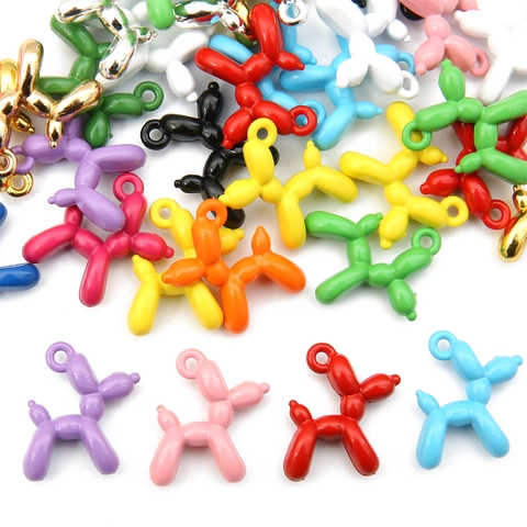 Alloy Balloon Dog Pendants For DIY Jewelry Making Colorful Spray Painted Metal Dog Charms For Necklace Bracelet Accessory
