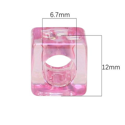 Iridescent Acrylic Alphabet Cube Beads Large Hole Ice Square Letter Beads For DIY Phone Chain Keychain Bracelet Making
