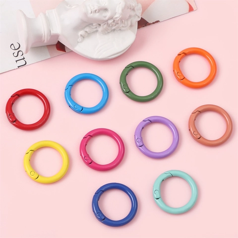 Bunte Legierung Springöffnung Ring Schlüsselanhänger DIY Schmuck Zubehör Bonbonfarbe Metall O-Ring Karabiner Haken Für Taschen