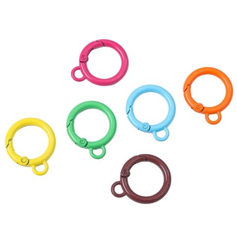 Colorful Alloy Circular Spring Buckle O-Ring With Hanging Hole For Handmade DIY Keychain Bag Accessories Jewelry Connectors