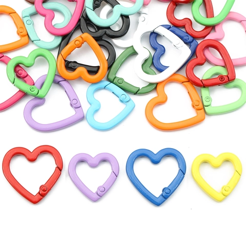 Fibbia Colorata a Molla in Metallo a Forma di Cuore Anello Aperto in Ferro Verniciato per Portachiavi Fai-da-Te Accessori per Borse