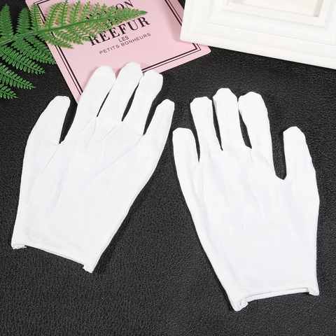 White Soft Cotton Gloves For Jewelry Handling Anti-Sweat Protective Gloves For DIY Crafting Workshop One Size Unisex