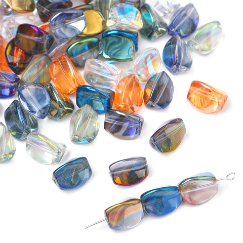 Irregular Twisted Glass Beads Faceted Aurora AB Coated Crystal Loose Beads For DIY Necklace Bracelet Jewelry Making Handmade Accessories