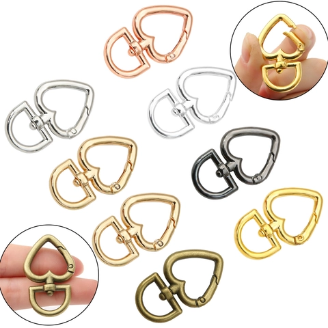 Ganchos Giratorios en Forma de Corazón Cierre de Mosquetón de Aleación Accesorios de Llavero DIY Conectores de Bolsos